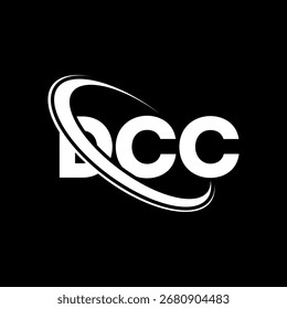 Logotipo de DCC. Carta del DCC. Diseño del logotipo de la letra DCC. Iniciales Logotipo de DCC enlazado con el círculo y el logotipo del monograma en mayúsculas. Tipografía DCC para tecnología, negocio y marca inmobiliaria.