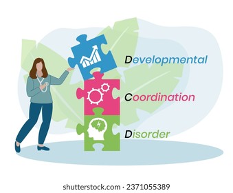 DCD - Developmental Coordination Disorder acronym. medical concept background. vector illustration concept with keywords and icons. lettering illustration with icons for web banner, flyer