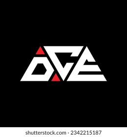 Diseño del logotipo de la letra del triángulo DCE con forma de triángulo. Monograma de diseño del logotipo del triángulo DCE. Plantilla de logotipo vectorial de triángulo DCE con color rojo. Logo triangular de DCE Diseño sencillo, elegante y lujoso.