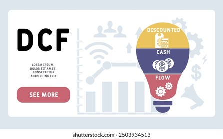 DCF - discounted cash flow acronym. business concept background. vector illustration concept with keywords and icons. lettering illustration with icons for web banner, flyer, landing pag