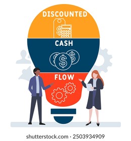 DCF - discounted cash flow acronym. business concept background. vector illustration concept with keywords and icons. lettering illustration with icons for web banner, flyer, landing pag