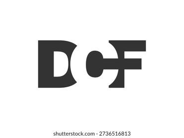 DCF logo design. Initial letter D C F bold font style for tech startups, consulting, corporate branding. Creative company name, headlines typography identity, trendy logotype. Vector illustration.