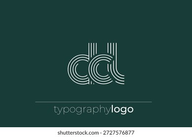 Logotipo de tipografia geométrica moderna da DCL. Composição moderna e elegante com uma ilustração de logotipo de tipografia monocromática projetada com linhas intrincadas.