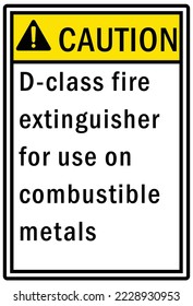 D-class fire extinguisher for use on combustible metal
