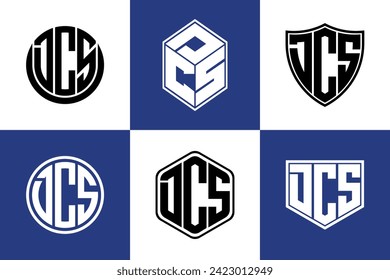 DCS initial letter geometric shape icon logo design vector. monogram, lettermark, circle, polygon, shield, symbol, emblem, elegant, abstract, wordmark, sign, art, typography, icon, geometric, shape