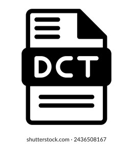 Dct file icon. Audio format symbol Solid icons, Vector illustration. can be used for website interfaces, mobile applications and software
