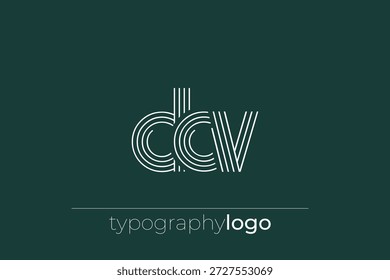 DCV modern geometric typography logo. Modern and stylish composition featuring a monochromatic typography logo illustration designed with intricate lines.