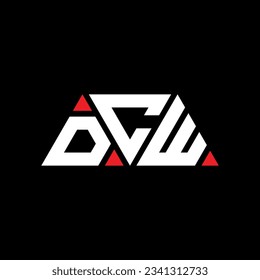 DCW triangle letter logo design with triangle shape. DCW triangle logo design monogram. DCW triangle vector logo template with red color. DCW triangular logo Simple, Elegant, and Luxurious design.