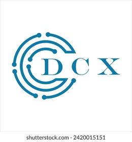 Diseño de letras DCX. Diseño del logotipo de la tecnología de letras DCX en fondo blanco. Diseño del logotipo de Monograma DCX para emprendedores y empresas