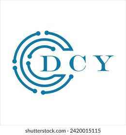 Diseño de letras DCY. Diseño del logotipo de la tecnología de letras DCY sobre fondo blanco. Diseño del logotipo de Monograma DCY para emprendedores y empresas
