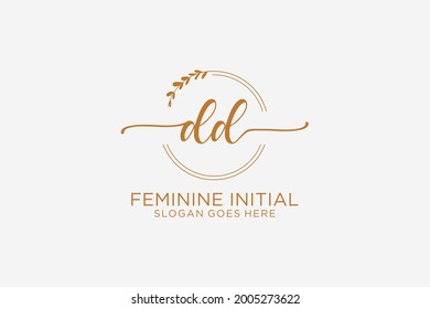 DD beauty monogram and elegant logo design handwriting logo of initial signature, wedding, fashion, floral and botanical with creative template.