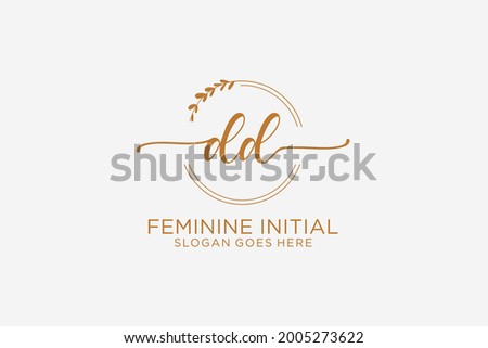DD beauty monogram and elegant logo design handwriting logo of initial signature, wedding, fashion, floral and botanical with creative template.