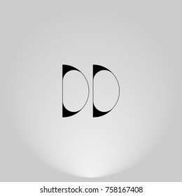 DD Black thin minimalist LOGO Design with Highlight on Gray background.