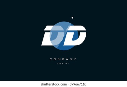 dd d d  blue circle dot big font alphabet company letter logo white design vector icon template 