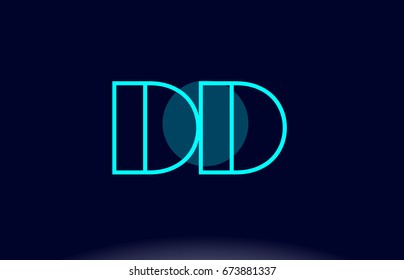 dd d d blue line circle letter logo alphabet creative company vector icon design template