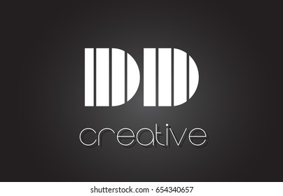 DD D D Creative Letter Logo Design With White and Black Lines.