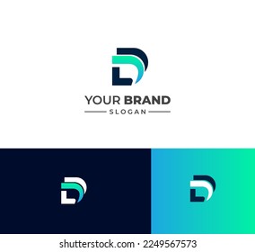 Elementos de plantilla de diseño de logotipo de letra D, D. Logo de la letra digital abstracta moderna. Ilustración vectorial. Logo de D.
