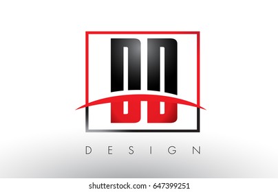 DD D D Logo Letters with Red and Black Colors and Swoosh. Creative Letter Design Vector.