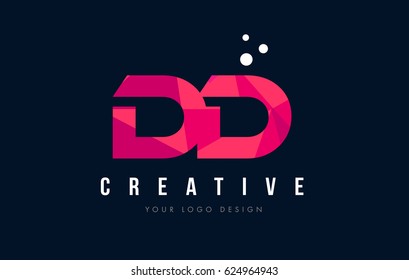 DD D D Purple Letter Logo Design with Low Poly Pink Triangles Concept