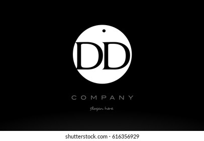 DD D D simple black white circle background alphabet company logo design vector icon template