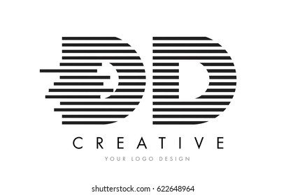 DD D D Zebra Letter Logo Design with Black and White Stripes Vector