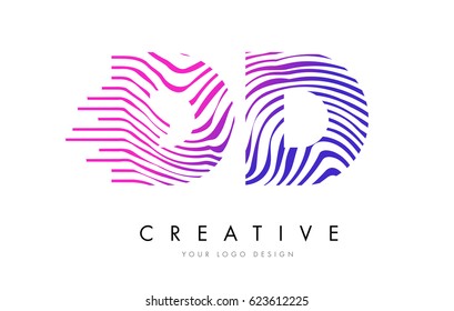DD D D Zebra Letter Logo Design with Black and White Stripes Vector