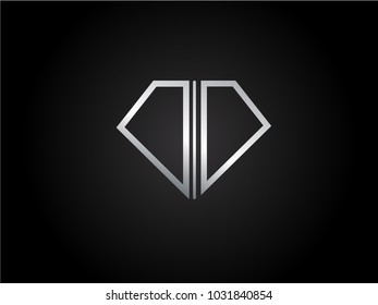 DD diamond shape silver color design