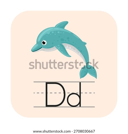 Dd for Dolphin vector for kids