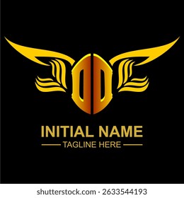 DD Golden Wing Emblem Logo with elegant gold wings, sleek and modern design. Ideal for branding, creative projects, luxury businesses, or artistic ventures.