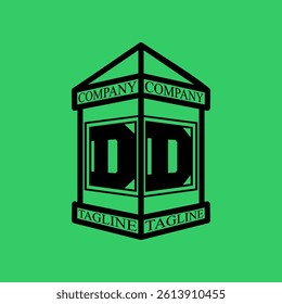 DD Initial Explore this unique collection of alphabet house logos, featuring stylish letter combinations inside a geometric house outline. Perfect for branding