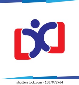 DD Initial Letter with People Logo Icon Vector template