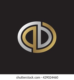 DD initial letters looping linked ellipse elegant logo golden silver black background