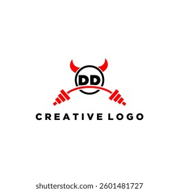 DD initial monogram for fitnes or gym logo with devil style design