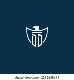 DD initial monogram logo for shield with eagle image vector design
