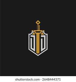 DD monograma inicial para imagem de estilo escudo e espada