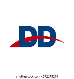 DD initial overlapping swoosh letter logo blue red