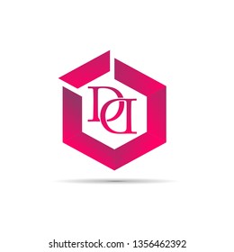 DD initial red hexagonal logo vector template 