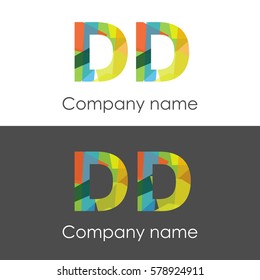 DD letter abstract mosaic shape icon colorful