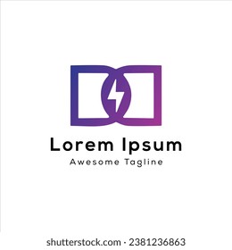 DD letter electric spark logo design icon 
