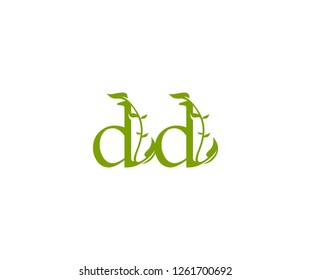 DD letter linked creative unique style monogram leaf floral logo