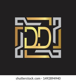 DD Letter logo initial capital monogram with abstrac ornament