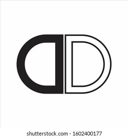 DD Letter logo monogram with oval shape negative space design template white background