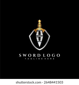 DD letter luxury monogram for shield and sword style image