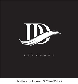 DD Letter Monogram Logo with Brush Stroke for Modern Brand Identity