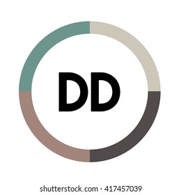DD letters, four colors in abstract background logo, design identity in circle, alphabet letter