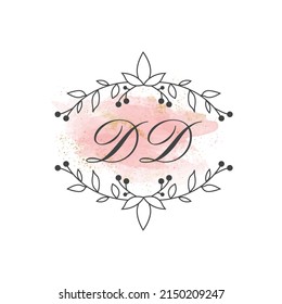 DD letters signature logo, Handwritten logo, DD, DD lettering, Letters DD, D and D logo with flower mandala, Brushstroke, floral and botanical logo, D and D alphabet