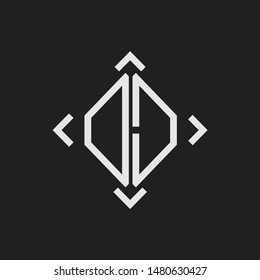 DD Logo Abstrac letter Monogram with Arrow in every side isolated on black background
