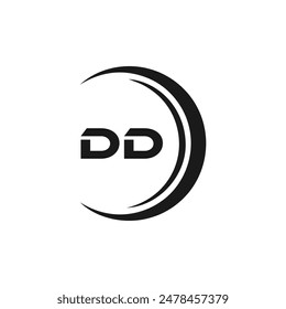 DD logo. D D design. White DD letter. DD, D D letter logo design. Initial letter DD linked circle uppercase monogram logo.