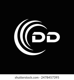 DD logo. D D design. White DD letter. DD, D D letter logo design. Initial letter DD linked circle uppercase monogram logo.