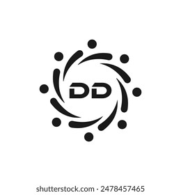 DD logo. D D design. White DD letter. DD, D D letter logo design. Initial letter DD linked circle uppercase monogram logo.